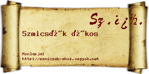Szmicsák Ákos névjegykártya
